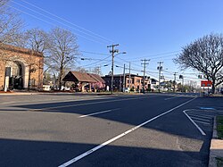 Portland Main Street facing town hall, 2022-4-15